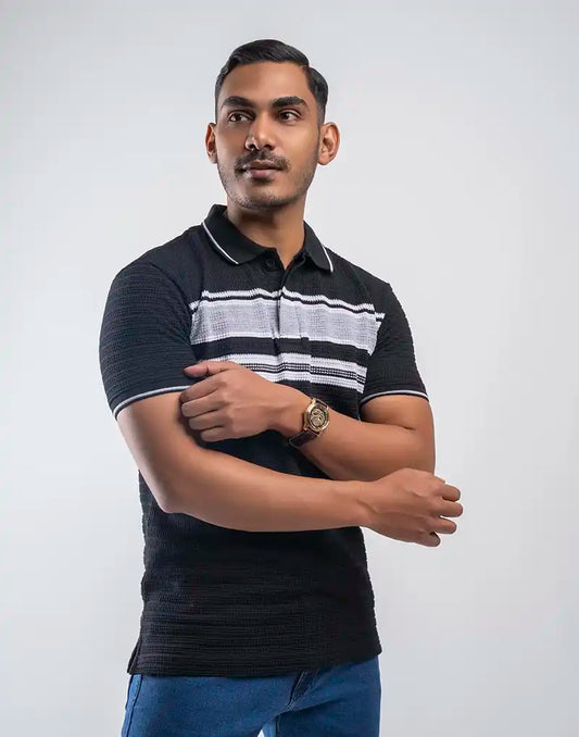 BIGG BOSS STRIPED POLO T - SHIRT