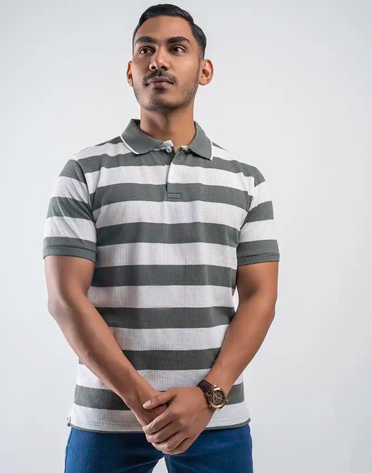 JOBBS STRIPED POLO T - SHIRT