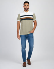 BIGG BOSS STRIPED POLO T - SHIRT