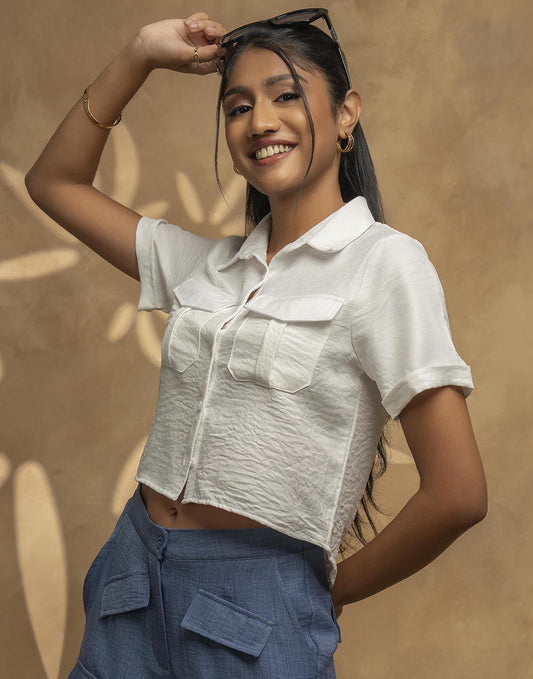 GIVO SHORT SLEEVE CROP SHIRT