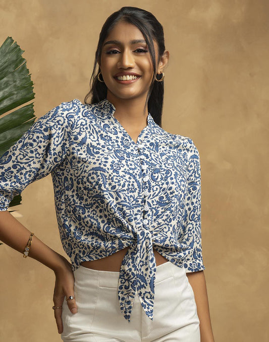 GIVO FLORAL PRINTED CROP TOP