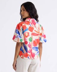 LADIES WATERCOLOR FLORAL BLOUSE TOP