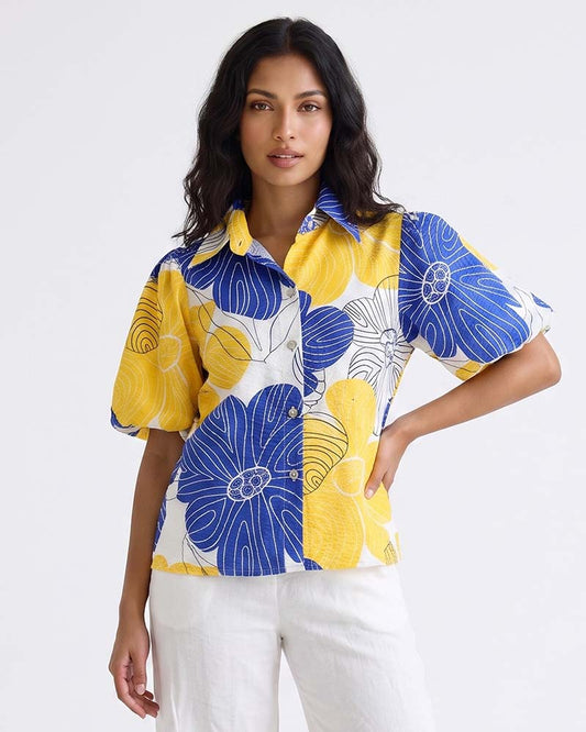 LADIES WATERCOLOR FLORAL BLOUSE TOP