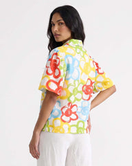 LADIES WATERCOLOR FLORAL BLOUSE TOP