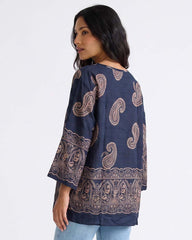 Ladies V-Neck Tunic Kaftan Style Blouse Top