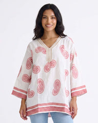 Ladies V-Neck Tunic Kaftan Style Blouse Top
