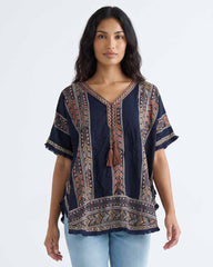 Ladies V-Neck Kaftan Style Blouse Top