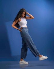 STRAIGHT- LEG DENIM JEANS