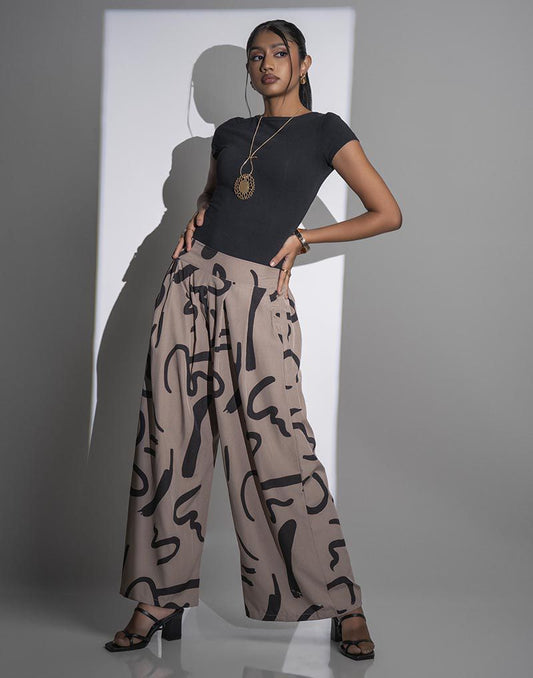 GIVO PRINTED WIDE LEG PANT