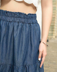 GIVO CHAMBRAY FLARED SKIRT