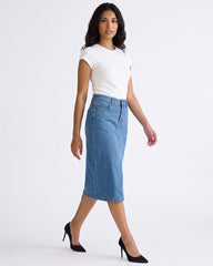 Givo Classic High-Waisted Denim Midi Skirt