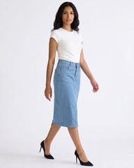 Givo Classic High-Waisted Denim Midi Skirt