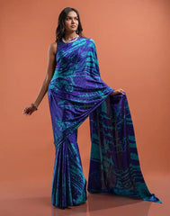 ETHNIC FUSION PRINTED BATIK INSPIRED SILK SAREE