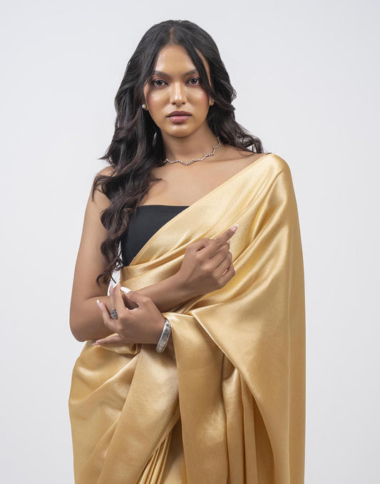 ETHNIC FUSION PLAIN SILK SAREE