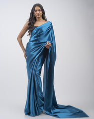 ETHNIC FUSION PLAIN SILK SAREE
