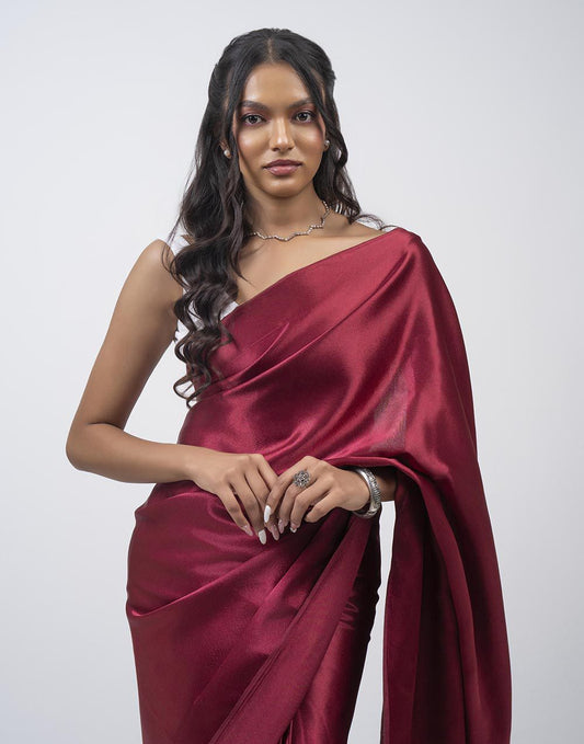 ETHNIC FUSION PLAIN SILK SAREE