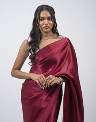 ETHNIC FUSION PLAIN SILK SAREE