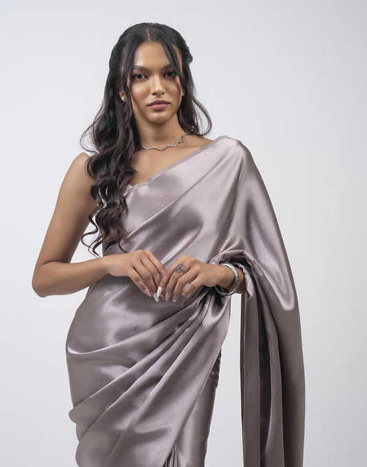 ETHNIC FUSION PLAIN SILK SAREE