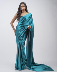 ETHNIC FUSION PLAIN SILK SAREE