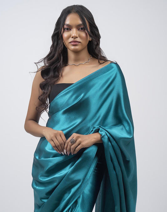 ETHNIC FUSION PLAIN SILK SAREE