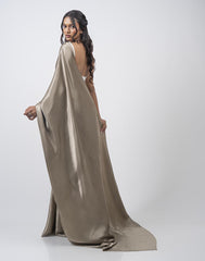 ETHNIC FUSION PLAIN SILK SAREE