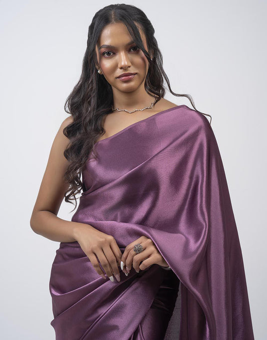 ETHNIC FUSION PLAIN SILK SAREE