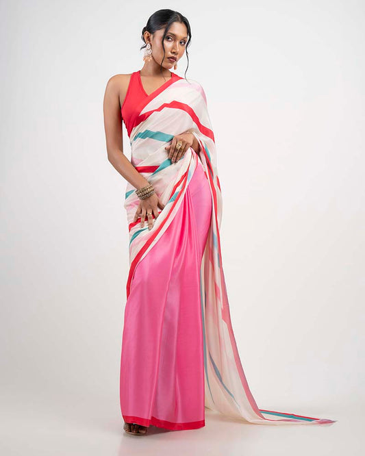 ETHNIC FUSION PRINTED BATIK INSPIRED SILK SAREE