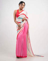 ETHNIC FUSION PRINTED BATIK INSPIRED SILK SAREE