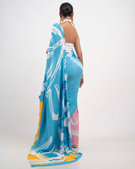 ETHNIC FUSION PRINTED BATIK INSPIRED SILK SAREE