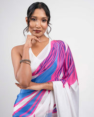 ETHNIC FUSION PRINTED BATIK INSPIRED SILK SAREE