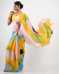 ETHNIC FUSION PRINTED BATIK INSPIRED SILK SAREE