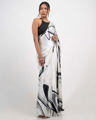 ETHNIC FUSION PRINTED BATIK INSPIRED SILK SAREE