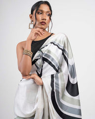 ETHNIC FUSION PRINTED BATIK INSPIRED SILK SAREE
