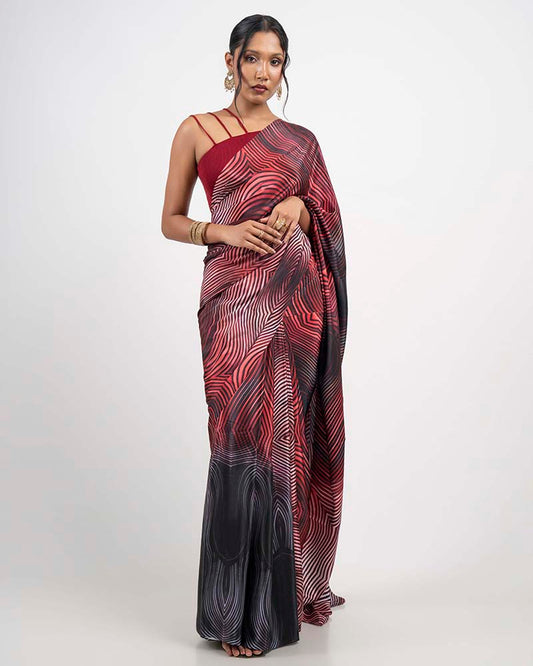 ETHNIC FUSION PRINTED BATIK INSPIRED SILK SAREE