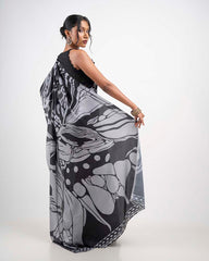 ETHNIC FUSION PRINTED BATIK INSPIRED SILK SAREE