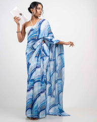 ETHNIC FUSION PRINTED BATIK INSPIRED SILK SAREE
