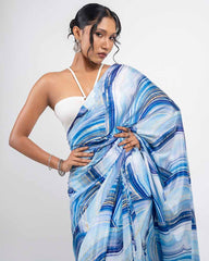 ETHNIC FUSION PRINTED BATIK INSPIRED SILK SAREE