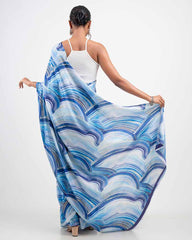 ETHNIC FUSION PRINTED BATIK INSPIRED SILK SAREE