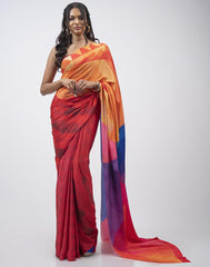 ETHNIC FUSION PRINTED BATIK INSPIRED SILK SAREE