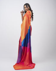 ETHNIC FUSION PRINTED BATIK INSPIRED SILK SAREE