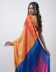 ETHNIC FUSION PRINTED BATIK INSPIRED SILK SAREE