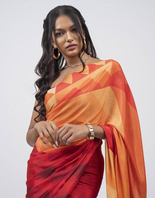 ETHNIC FUSION PRINTED BATIK INSPIRED SILK SAREE