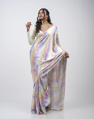 ETHNIC FUSION PRINTED BATIK INSPIRED SILK SAREE