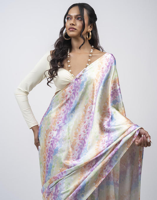 ETHNIC FUSION PRINTED BATIK INSPIRED SILK SAREE