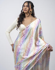 ETHNIC FUSION PRINTED BATIK INSPIRED SILK SAREE