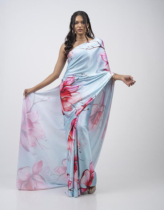 ETHNIC FUSION PRINTED BATIK INSPIRED SILK SAREE