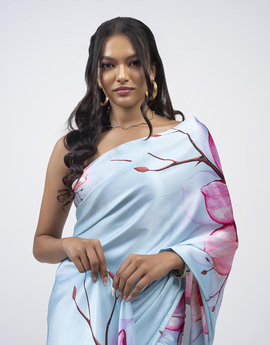 ETHNIC FUSION PRINTED BATIK INSPIRED SILK SAREE
