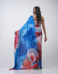 ETHNIC FUSION PRINTED BATIK INSPIRED SILK SAREE