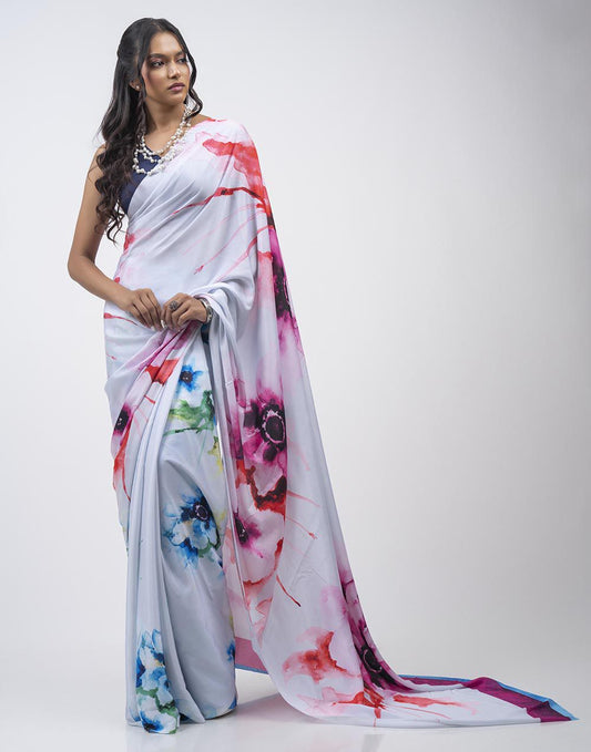 ETHNIC FUSION PRINTED BATIK INSPIRED SILK SAREE