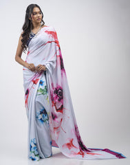 ETHNIC FUSION PRINTED BATIK INSPIRED SILK SAREE